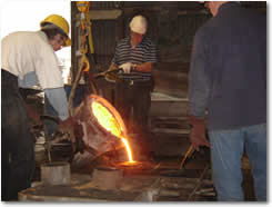 Metal Casting Process - Pouring into the prepared mouds